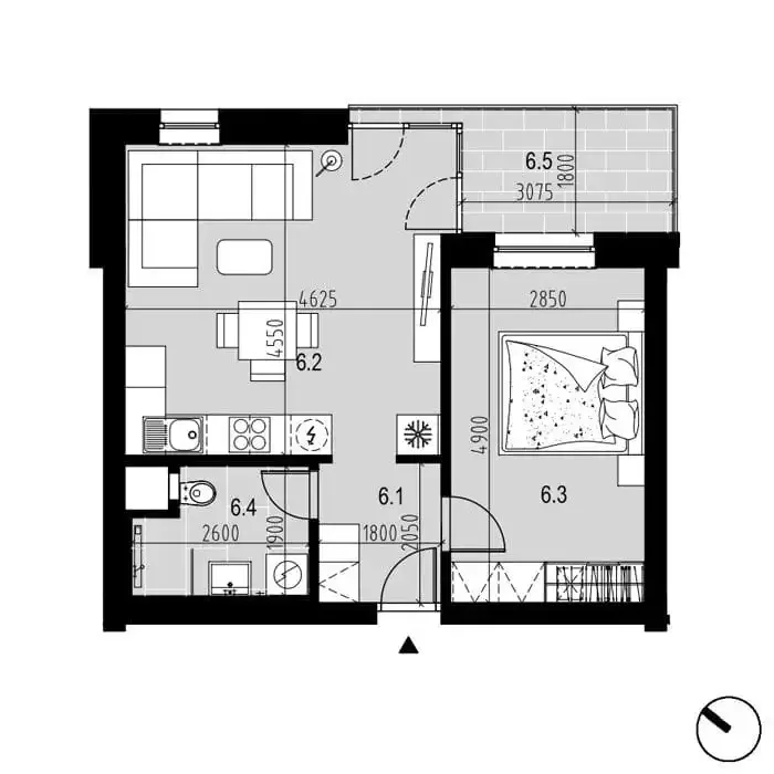 Pôdorys B6 — 2 izbový