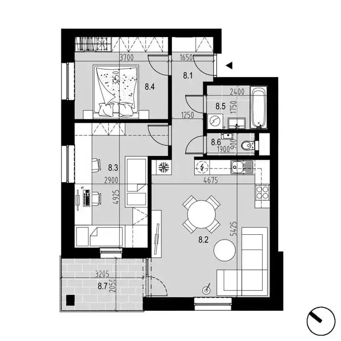 Pôdorys B8 — 3 izbový
